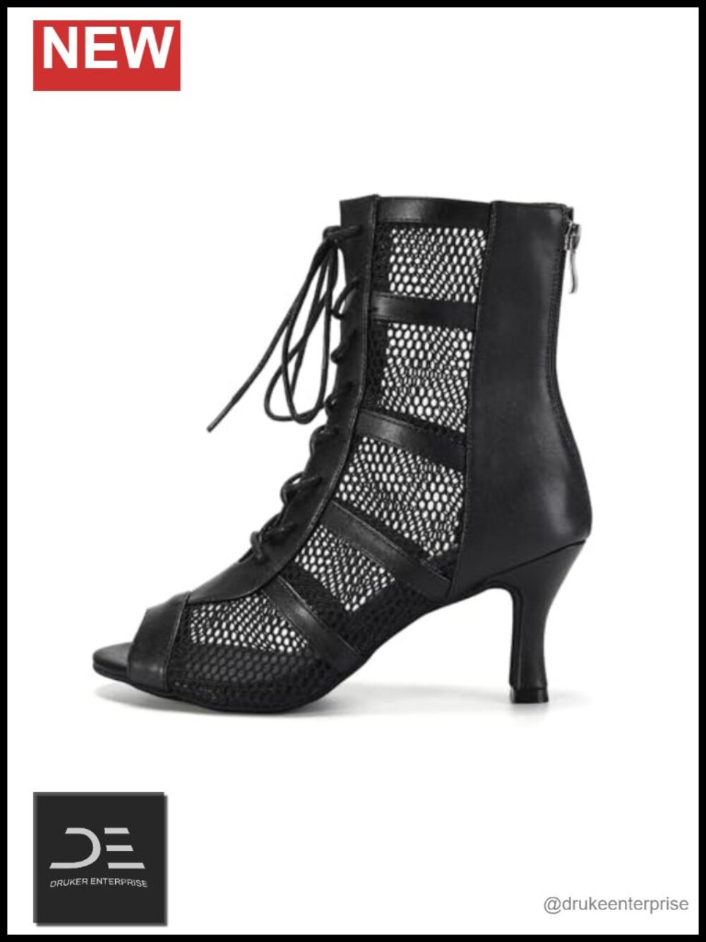 Women Ballroom Dance Shoes Lace-up Ankle Boots Open Toe Salsa Latin Heels